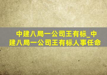 中建八局一公司王有标_中建八局一公司王有标人事任命