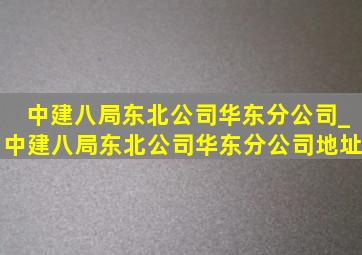 中建八局东北公司华东分公司_中建八局东北公司华东分公司地址