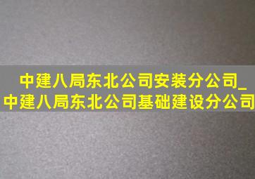 中建八局东北公司安装分公司_中建八局东北公司基础建设分公司