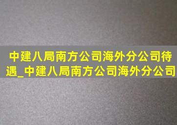 中建八局南方公司海外分公司待遇_中建八局南方公司海外分公司