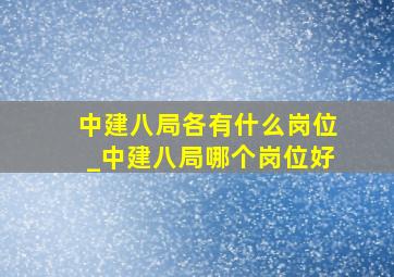 中建八局各有什么岗位_中建八局哪个岗位好