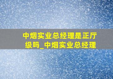 中烟实业总经理是正厅级吗_中烟实业总经理