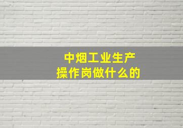 中烟工业生产操作岗做什么的