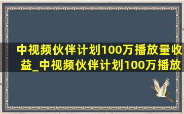 中视频伙伴计划100万播放量收益_中视频伙伴计划100万播放多少收益