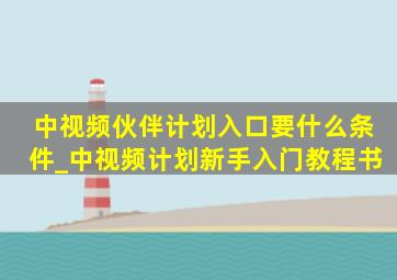 中视频伙伴计划入口要什么条件_中视频计划新手入门教程书