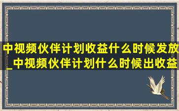 中视频伙伴计划收益什么时候发放_中视频伙伴计划什么时候出收益