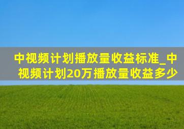 中视频计划播放量收益标准_中视频计划20万播放量收益多少