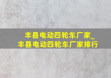 丰县电动四轮车厂家_丰县电动四轮车厂家排行