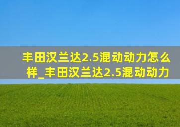 丰田汉兰达2.5混动动力怎么样_丰田汉兰达2.5混动动力