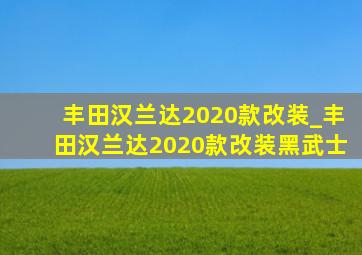 丰田汉兰达2020款改装_丰田汉兰达2020款改装黑武士