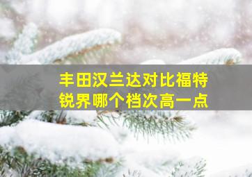 丰田汉兰达对比福特锐界哪个档次高一点