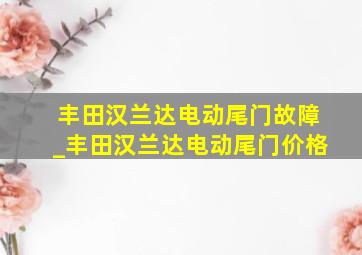 丰田汉兰达电动尾门故障_丰田汉兰达电动尾门价格