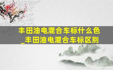 丰田油电混合车标什么色_丰田油电混合车标区别