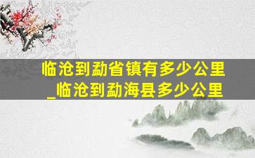 临沧到勐省镇有多少公里_临沧到勐海县多少公里