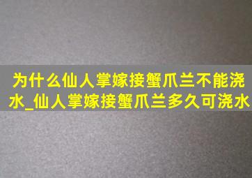 为什么仙人掌嫁接蟹爪兰不能浇水_仙人掌嫁接蟹爪兰多久可浇水