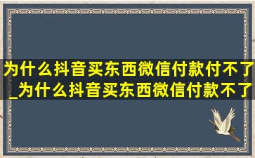 为什么抖音买东西微信付款付不了_为什么抖音买东西微信付款不了