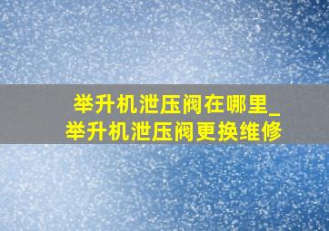 举升机泄压阀在哪里_举升机泄压阀更换维修