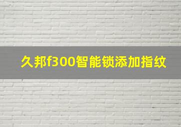 久邦f300智能锁添加指纹