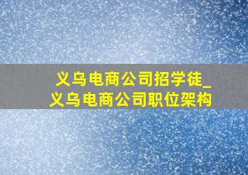 义乌电商公司招学徒_义乌电商公司职位架构