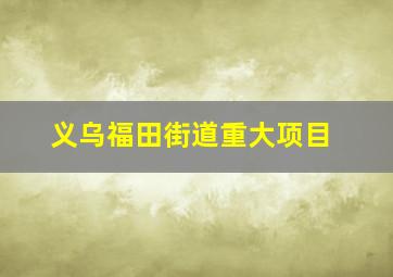 义乌福田街道重大项目