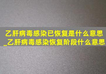 乙肝病毒感染已恢复是什么意思_乙肝病毒感染恢复阶段什么意思