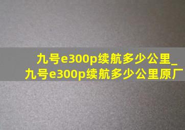 九号e300p续航多少公里_九号e300p续航多少公里原厂