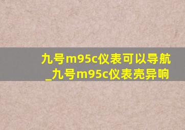 九号m95c仪表可以导航_九号m95c仪表壳异响