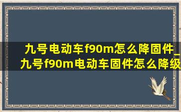 九号电动车f90m怎么降固件_九号f90m电动车固件怎么降级