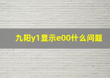 九阳y1显示e00什么问题