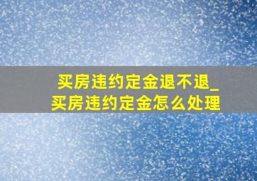 买房违约定金退不退_买房违约定金怎么处理