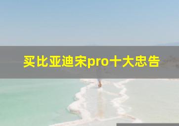 买比亚迪宋pro十大忠告