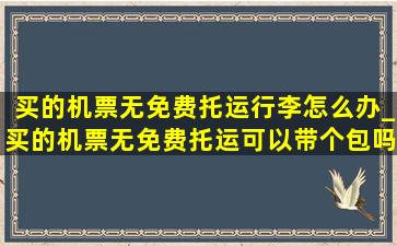 买的机票无免费托运行李怎么办_买的机票无免费托运可以带个包吗