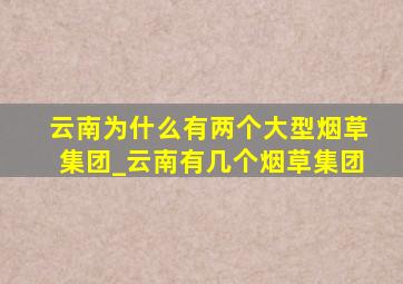 云南为什么有两个大型烟草集团_云南有几个烟草集团