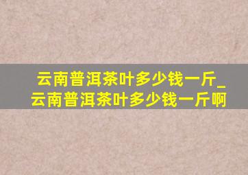 云南普洱茶叶多少钱一斤_云南普洱茶叶多少钱一斤啊