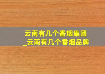 云南有几个香烟集团_云南有几个香烟品牌