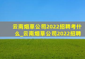 云南烟草公司2022招聘考什么_云南烟草公司2022招聘