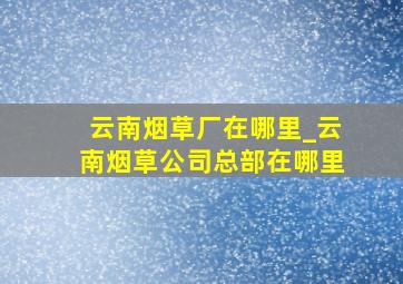 云南烟草厂在哪里_云南烟草公司总部在哪里