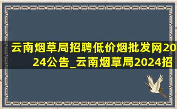 云南烟草局招聘(低价烟批发网)2024公告_云南烟草局2024招聘公告