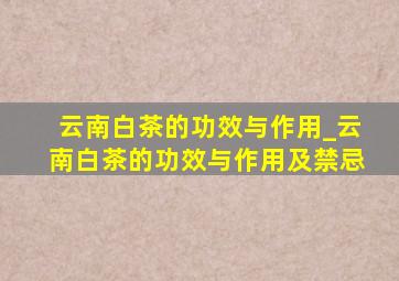 云南白茶的功效与作用_云南白茶的功效与作用及禁忌