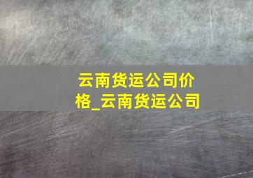 云南货运公司价格_云南货运公司