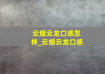 云烟云龙口感怎样_云烟云龙口感