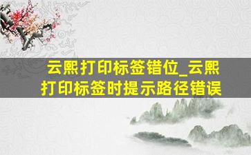 云熙打印标签错位_云熙打印标签时提示路径错误