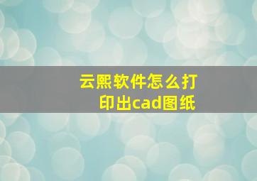 云熙软件怎么打印出cad图纸