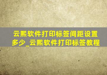 云熙软件打印标签间距设置多少_云熙软件打印标签教程