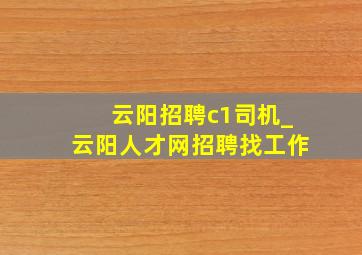 云阳招聘c1司机_云阳人才网招聘找工作