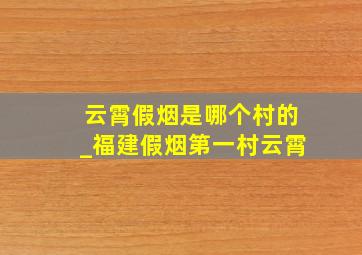 云霄假烟是哪个村的_福建假烟第一村云霄