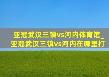 亚冠武汉三镇vs河内体育馆_亚冠武汉三镇vs河内在哪里打