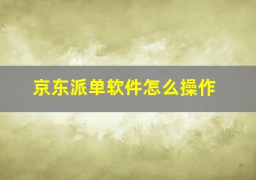 京东派单软件怎么操作