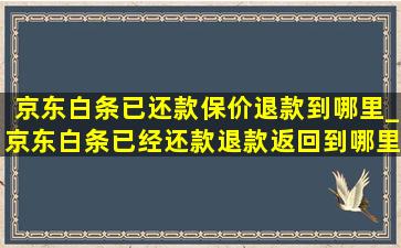 京东白条已还款保价退款到哪里_京东白条已经还款退款返回到哪里