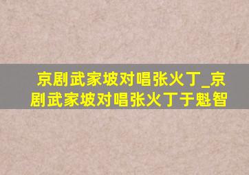 京剧武家坡对唱张火丁_京剧武家坡对唱张火丁于魁智